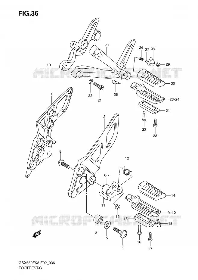 FOOTREST Suzuki MOTO 650 GSX-F 2008  GSX650FUK8(E2)