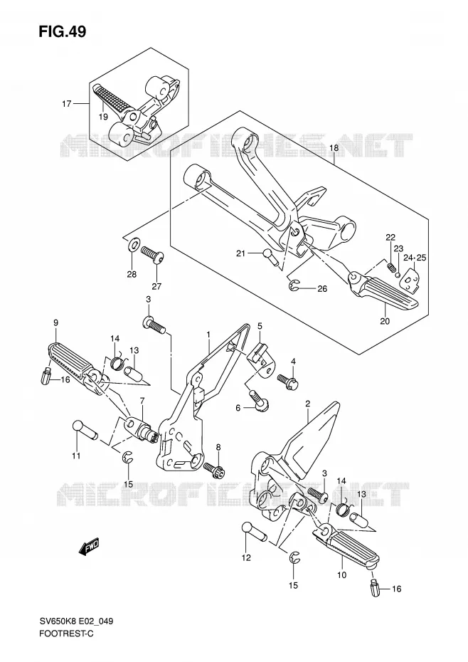 FOOTREST Suzuki MOTO 650 SV 2009  SV650K9(E2)