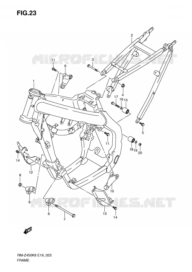 FRAME (RM-Z450K8/K9) Suzuki MOTO 450 RM-Z 2011  RM-Z450L1(E19)