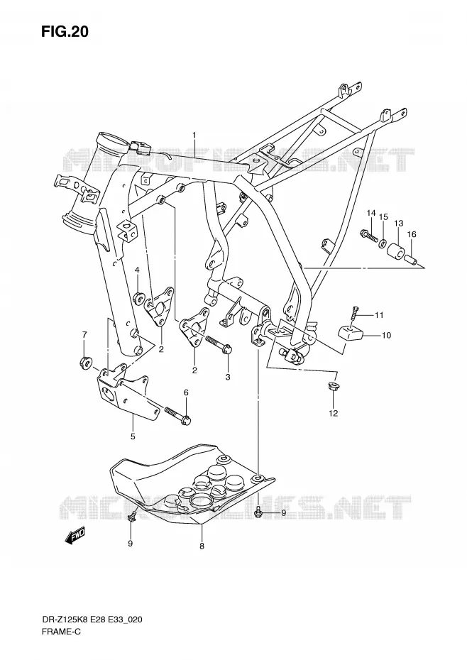 FRAME Suzuki MOTO 125 DR-Z 2012  DR-Z125LL0(E28/E33)