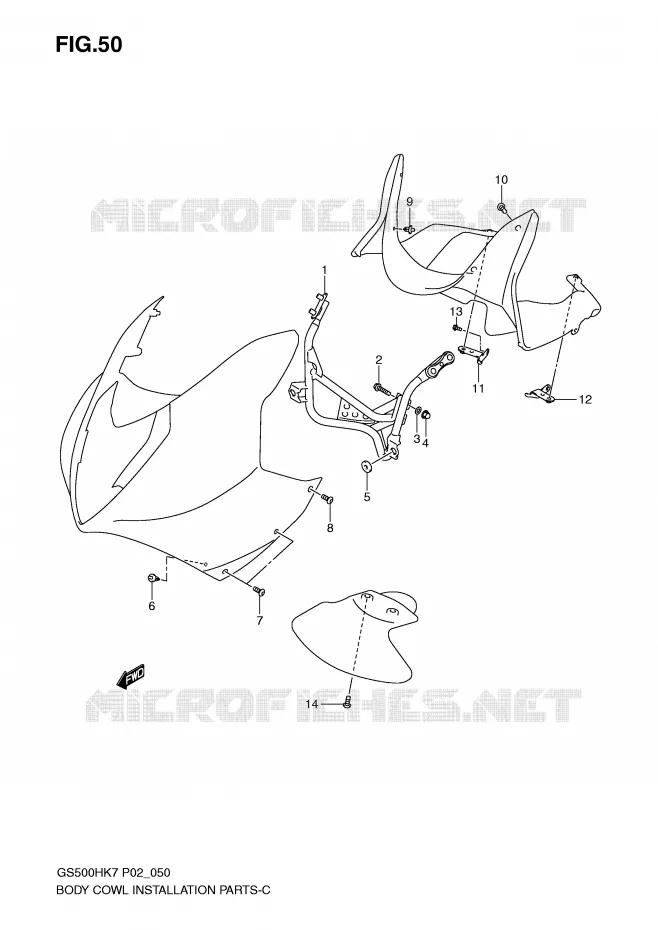 FRONT COWLING BRACKET  (WITH COWLING) Suzuki MOTO 500 GS-F 2007  GS500FMK7(P02)