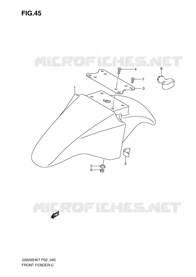FRONT FENDER Suzuki MOTO 500 GS-F 2008  GS500FHK8(P02)