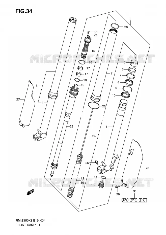 FRONT FORK Suzuki MOTO 450 RM-Z 2009  RM-Z450K9(E19)
