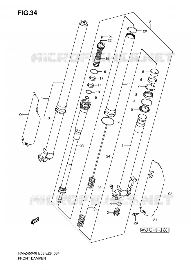 FRONT FORK Suzuki MOTO 450 RM-Z 2009  RM-Z450K9(E3/E28)