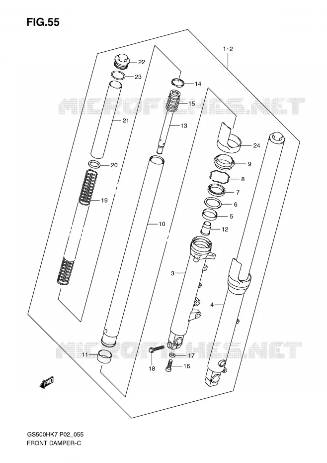 FRONT FORK Suzuki MOTO 500 GS-F 2007  GS500FHK7(P02)