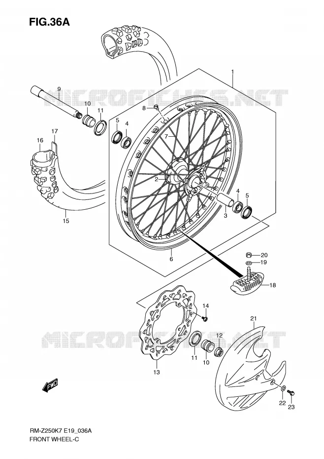 FRONT WHEEL (MODEL K8/K9) Suzuki MOTO 250 RM-Z 2007  RM-Z250K7(E19)