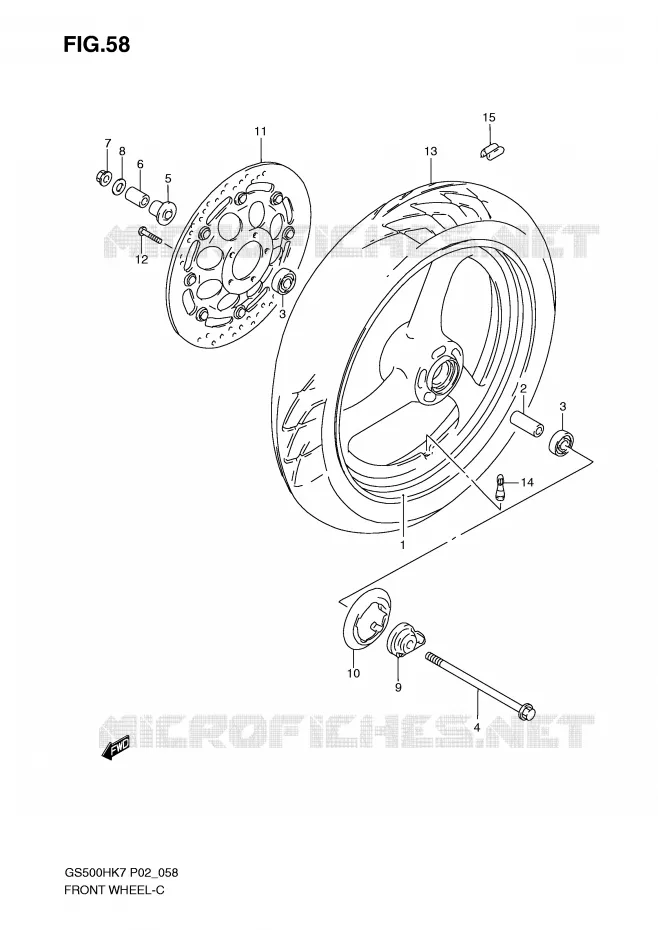 FRONT WHEEL Suzuki MOTO 500 GS-F 2007  GS500FMK7(P02)