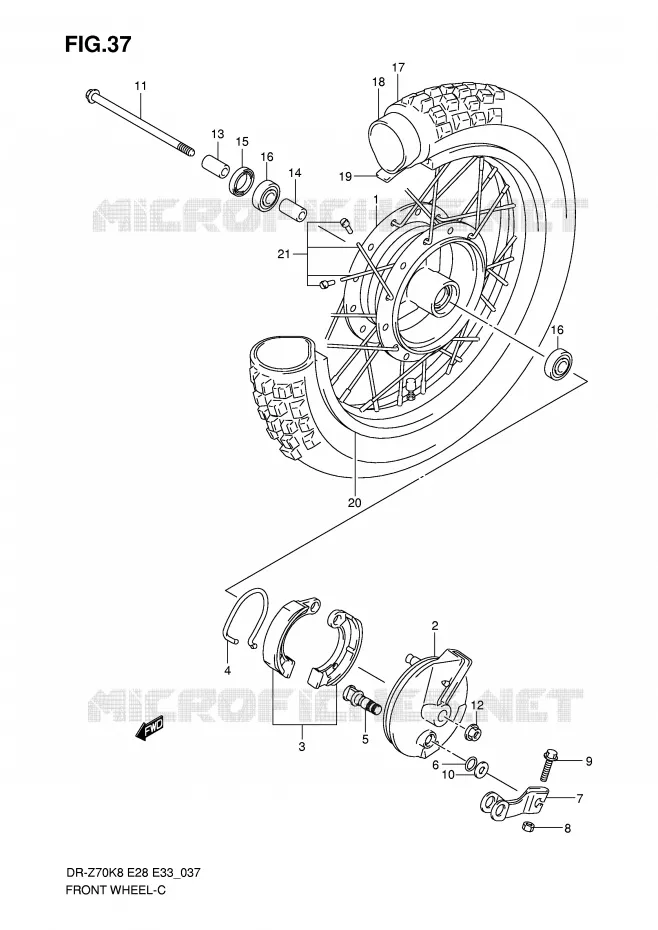 FRONT WHEEL Suzuki MOTO 70 DR-Z 2012  DR-Z70L0(E28/E33)
