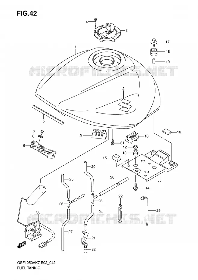 FUEL TANK (MODEL K7/K8) Suzuki MOTO 1250 BANDIT-N 2008  GSF1250K8(E2)