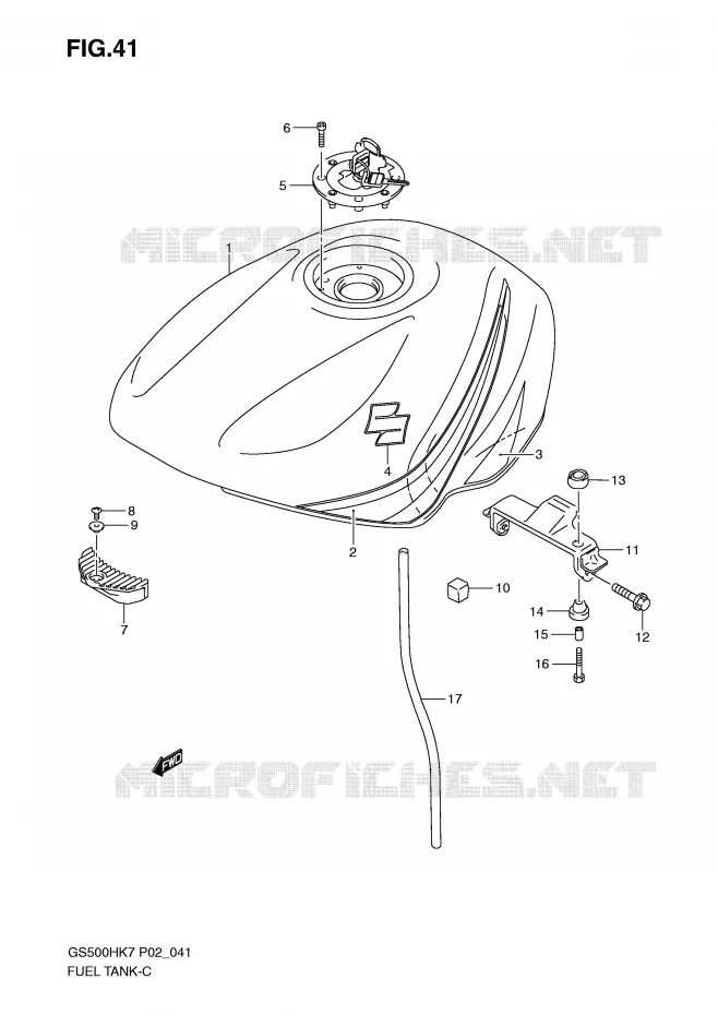 FUEL TANK (MODEL K7) Suzuki MOTO 500 GS-F 2008  GS500FHK8(P02)