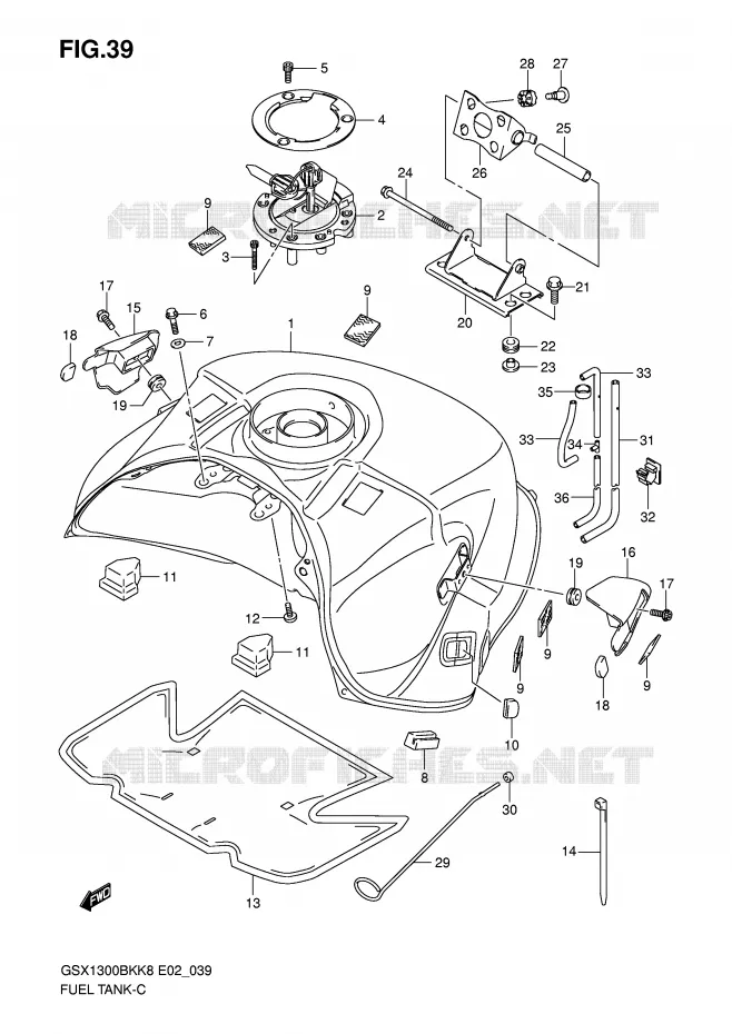 FUEL TANK (MODEL K8/K9) Suzuki MOTO 1300 B-KING 2008  GSX1300BKAU2K8(E2)