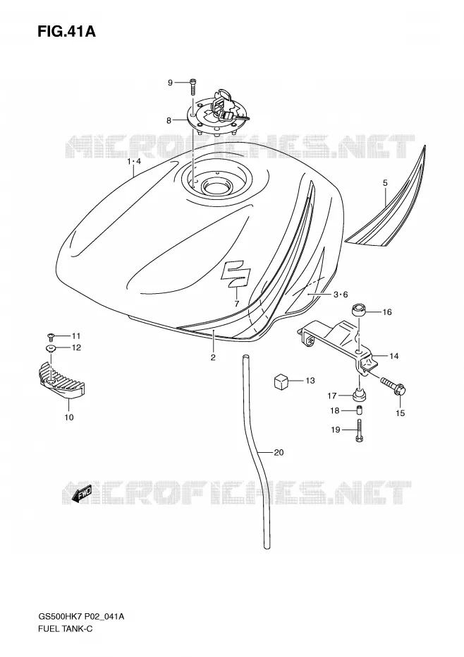 FUEL TANK (MODEL K8) Suzuki MOTO 500 GS-F 2007  GS500FMK7(P02)