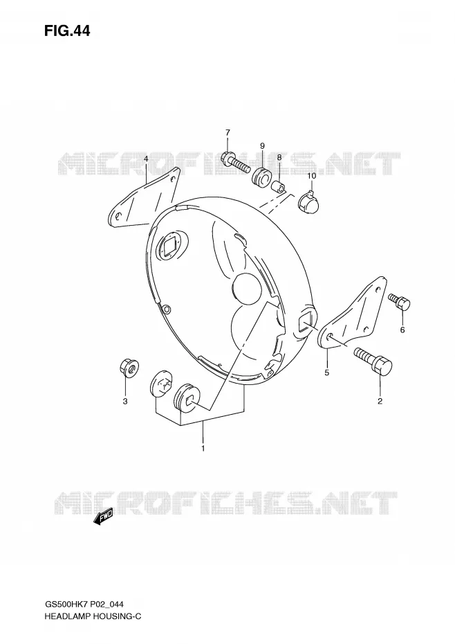 HEADLAMP HOUSING (WITHOUT COWLING) Suzuki MOTO 500 GS-F 2007  GS500FMK7(P02)