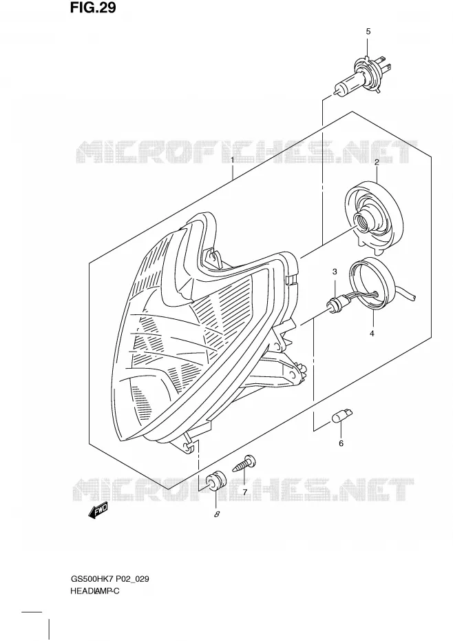 HEADLIGHT (GS500FH P2, P19, P54, GS500FM P19) Suzuki MOTO 500 GS-F 2007  GS500FHK7(P02)
