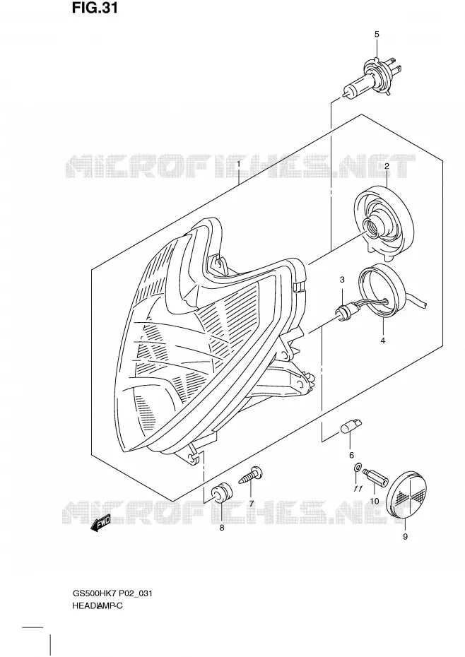 HEADLIGHT (GS500FH P24) Suzuki MOTO 500 GS-F 2008  GS500FHK8(P02)