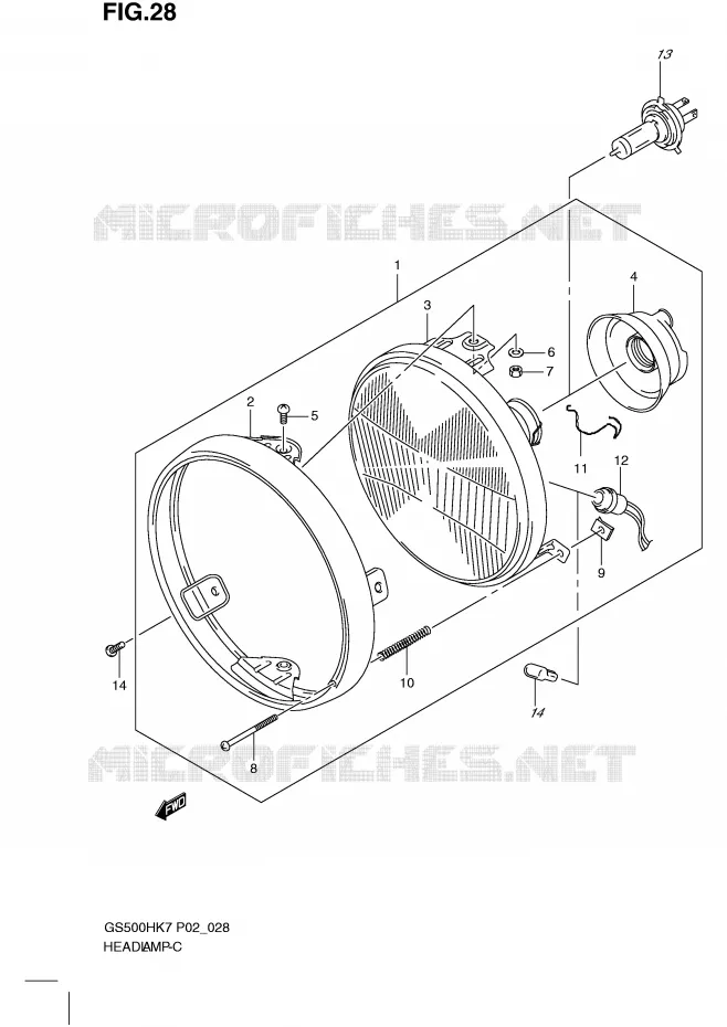 HEADLIGHT (GS500H P2, P19, P54, GS500HU P19) Suzuki MOTO 500 GS-F 2007  GS500FMK7(P02)