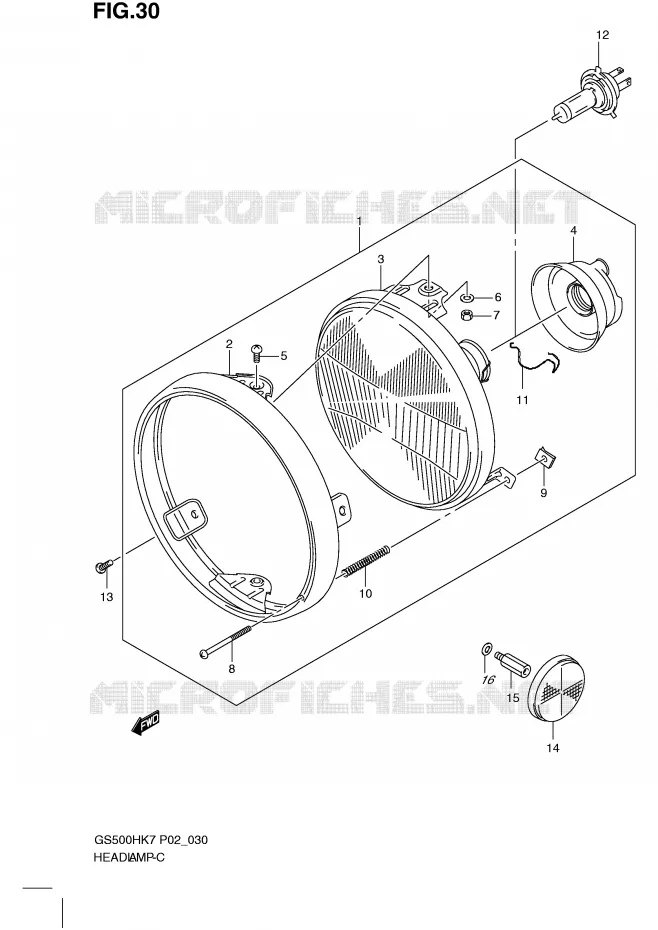 HEADLIGHT (GS500H P24) Suzuki MOTO 500 GS-F 2007  GS500FHK7(P02)