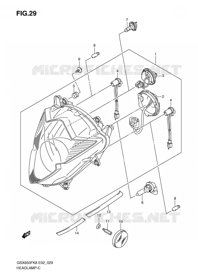 HEADLIGHT Suzuki MOTO 650 GSX-F 2009  GSX650FK9(E2)