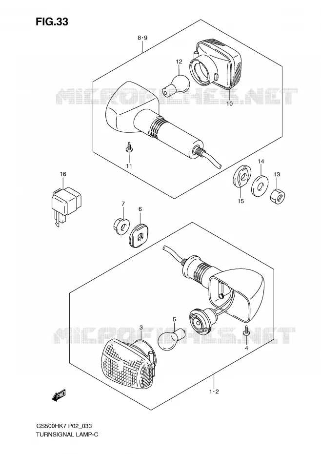 INDICATORS (GS500FH P2, P19, P24, P54, GS500FM P19) Suzuki MOTO 500 GS-E 2008  GS500HK8(P02)