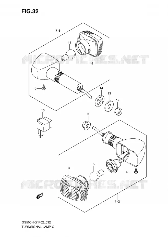 INDICATORS (GS500H P2, P19, P24, P54, GS500HU P19) Suzuki MOTO 500 GS-F 2007  GS500FHK7(P02)
