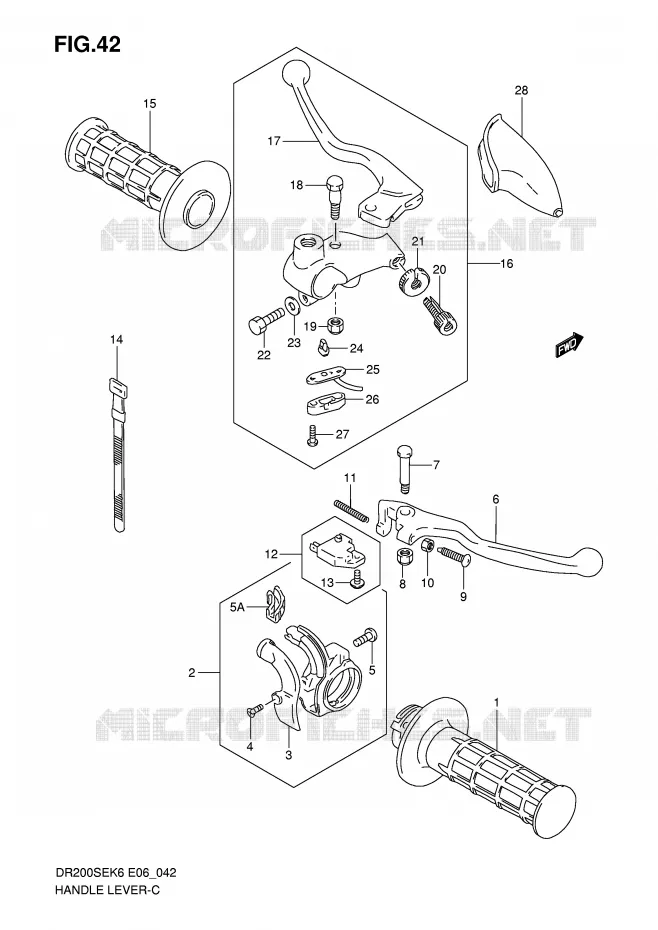 LEVERS - HANDGRIPS (MODEL K6/K7/K8/K9 E24) Suzuki MOTO 200 DR 2009  DR200SEK9(E6)