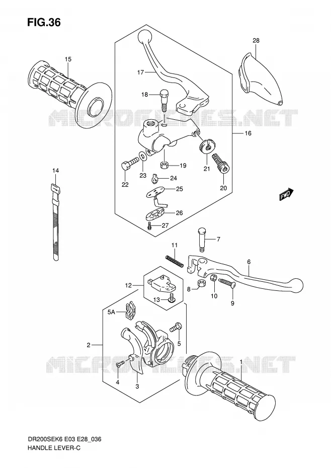 LEVERS - HANDGRIPS (MODEL K6/K7/K8/K9) Suzuki MOTO 200 DR 2006  DR200SEK6(E3/E28)