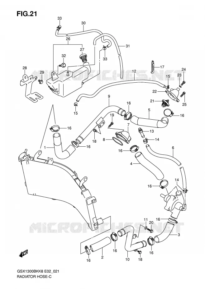 RADIATOR HOSE - EXPANSION TANK Suzuki MOTO 1300 B-KING 2012  GSX1300BKU2K8(E2)