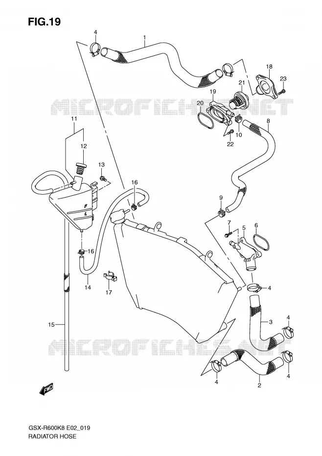 RADIATOR HOSE - EXPANSION TANK Suzuki MOTO 600 GSX-R 2008  GSX-R600K8(E2)