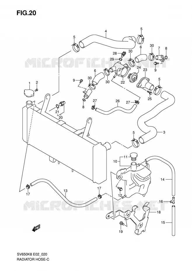 RADIATOR HOSE - EXPANSION TANK Suzuki MOTO 650 SV 2010  SV650SAL0(E2)