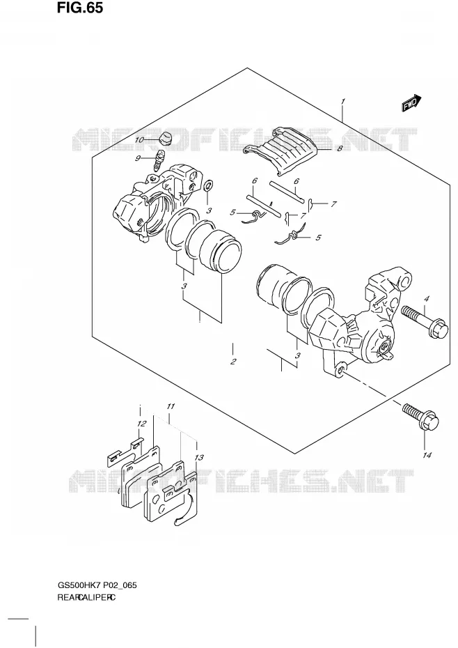 REAR CALIPER Suzuki MOTO 500 GS-F 2007  GS500FHK7(P02)