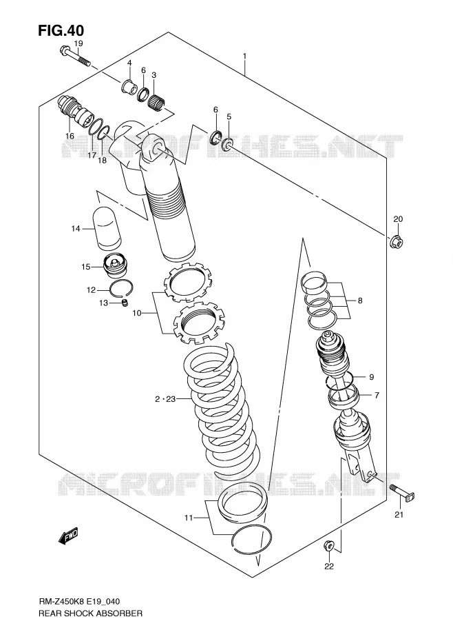 REAR SHOCK ABSORBER (RM-Z450K8/K9) Suzuki MOTO 450 RM-Z 2011  RM-Z450L1(E19)