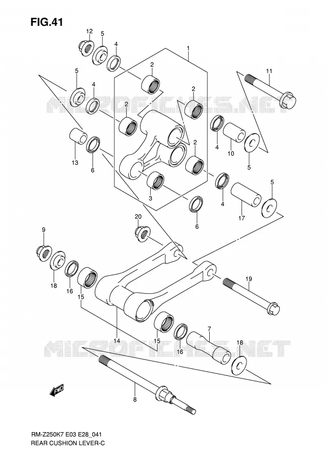 SHOCK ABSORBER LINKAGE Suzuki MOTO 250 RM-Z 2009  RM-Z250K9(E3/E28)