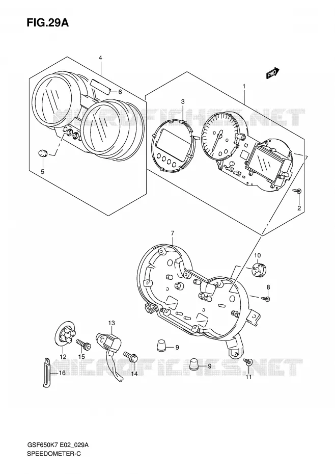 SPEEDOMETER (GSF650SAK7/SAK8/SUAK7/SUAK8) Suzuki MOTO 650 BANDIT 2008  GSF650SAK8(E2)
