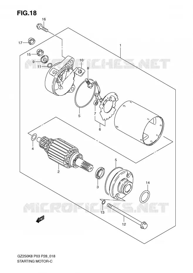 STARTER MOTOR Suzuki MOTO 250 MARAUDER 2008  GZ250K8(P3)