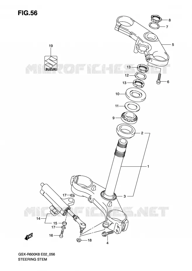 STEERING COLUMN Suzuki MOTO 600 GSX-R 2008  GSX-R600U2K8(E2)