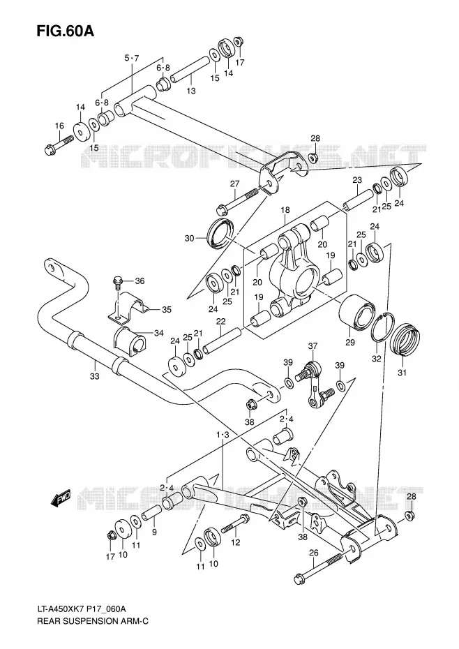 SWINGARM (MODEL K8/K9/L0) Suzuki QUAD 450 KINGQUAD 2009  LT-A450XZK9(P17)