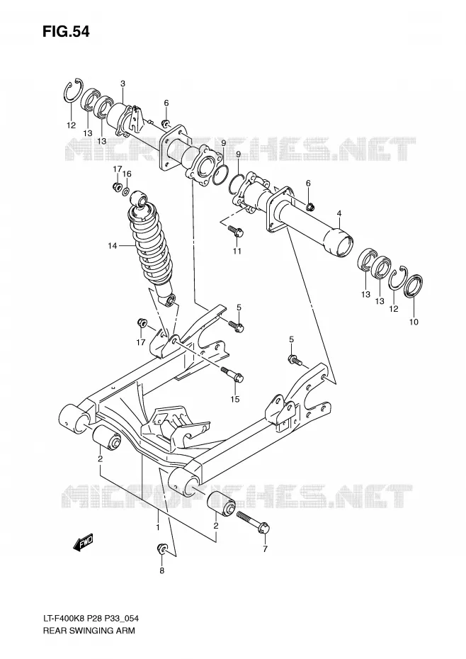 SWINGARM Suzuki QUAD 400 KINGQUAD 2008  LT-F400K8(P28/P33)