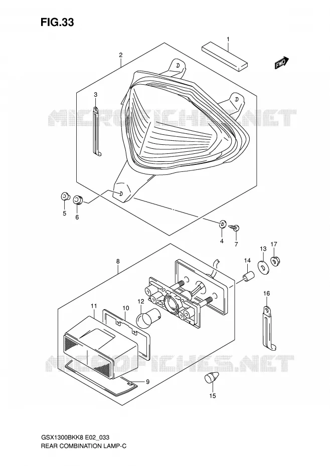 TAIL LIGHT Suzuki MOTO 1300 B-KING 2012  GSX1300BKAU2K8(E2)