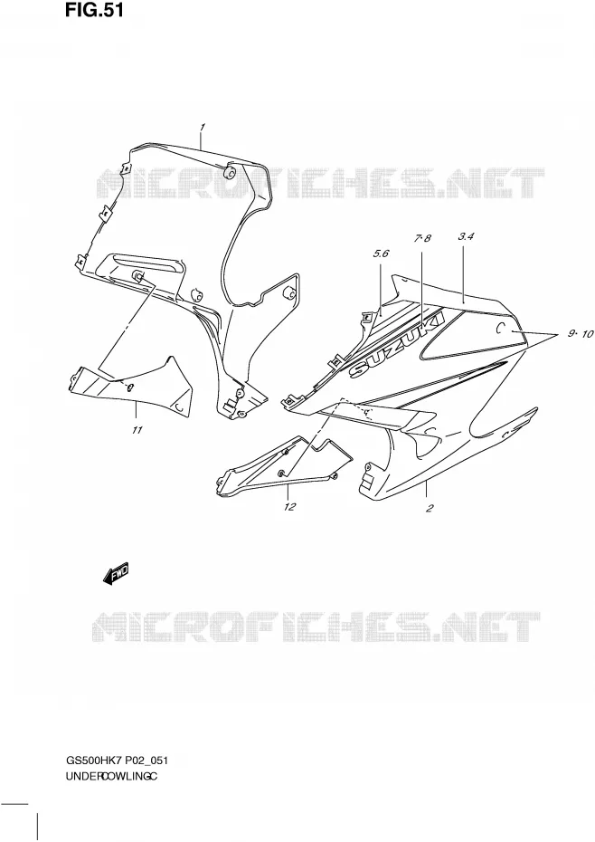 UNDER COWLING  (GS500FH/FM/K7) Suzuki MOTO 500 GS-F 2008  GS500FHK8(P02)