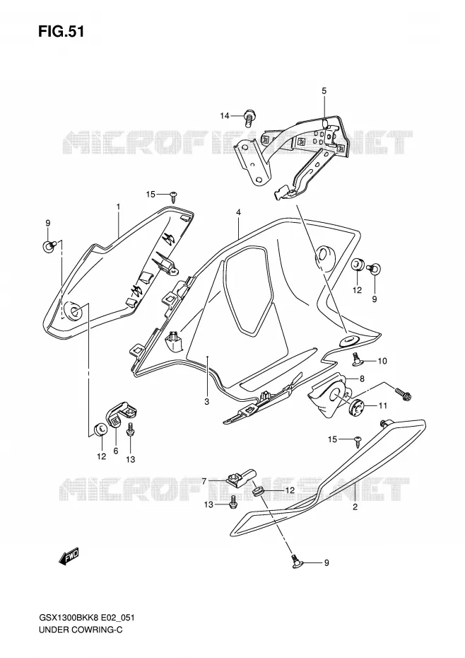 UNDER COWLING (MODEL K8/K9) Suzuki MOTO 1300 B-KING 2012  GSX1300BKU2K8(E2)