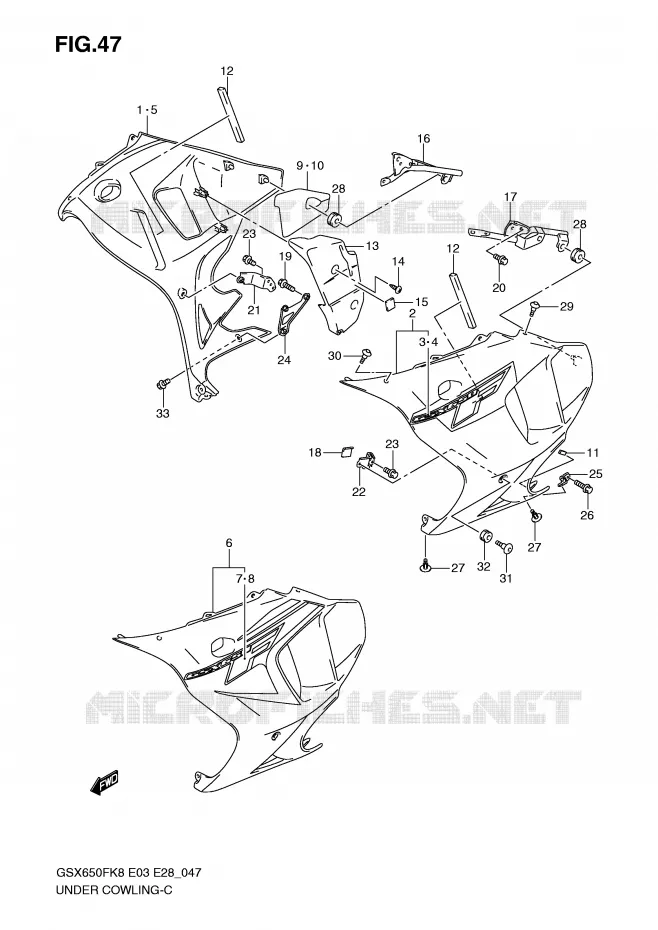 UNDER COWLING (MODEL K8) Suzuki MOTO 650 GSX-F 2010  GSX650FAL0(E3/E28)