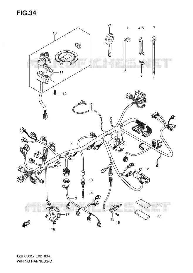 WIRING HARNESS (GSF650K7/K8/UK7/UK8) Suzuki MOTO 650 BANDIT 2008  GSF650SAK8(E2)