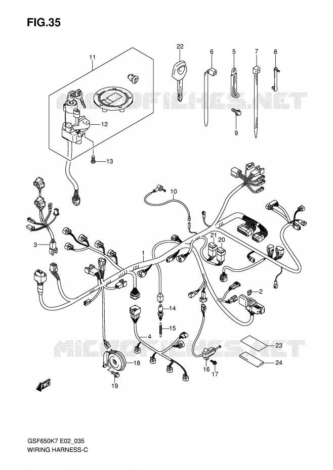 WIRING HARNESS (GSF650SK7/SK8/SUK7/SUK8) Suzuki MOTO 650 BANDIT 2007  GSF650SK7(E19)