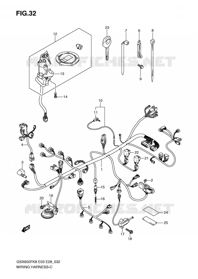 WIRING HARNESS (GSX650F) Suzuki MOTO 650 GSX-F 2009  GSX650FK9(E3/E28)