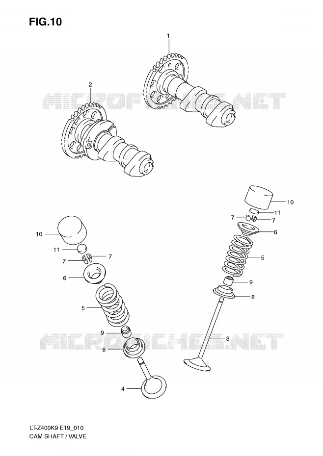 CAMSHAFT/VALVE Suzuki QUAD 400 QUADSPORT 2009  LT-Z400K9(E19)