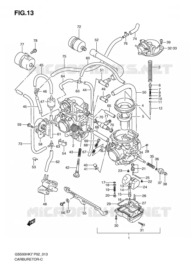 CARBURETOR Suzuki MOTO 500 GS-F 2007  GS500FHK7(P02)