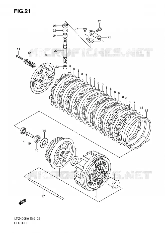 CLUTCH Suzuki QUAD 400 QUADSPORT 2009  LT-Z400K9(E19)
