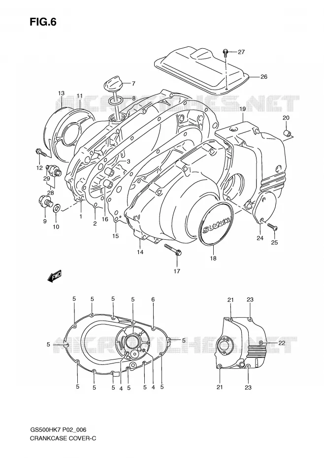 CRANKCASE COVER Suzuki MOTO 500 GS-F 2007  GS500FHK7(P02)