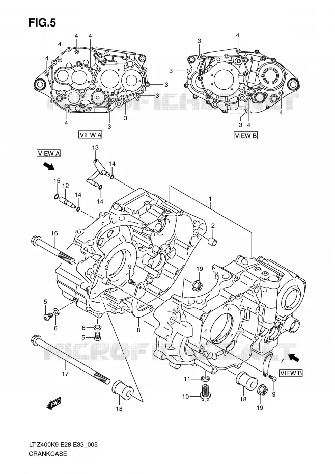 CRANKCASE Suzuki QUAD 400 QUADSPORT 2009  LT-Z400K9(E28/E33)