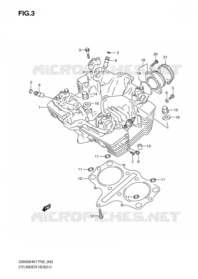 CYLINDER HEAD Suzuki MOTO 500 GS-F 2007  GS500FMK7(P02)